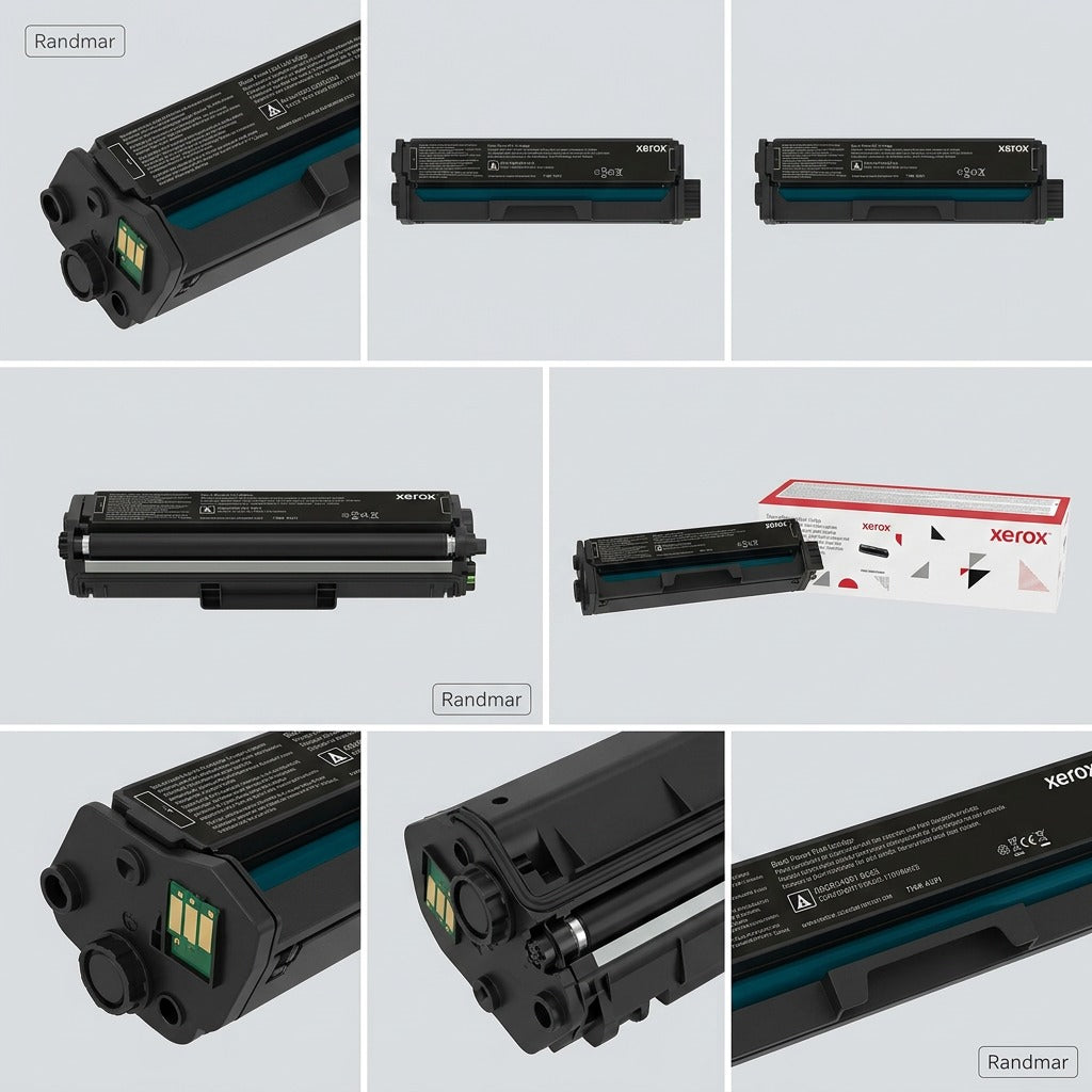 Multi-angle view grid of the Xerox 006R04391 Black HC Print Cartridge for C230/C235.
