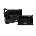 A high-resolution ecommerce hero shot of the black Elevate Imaging laser toner cartridge centered on a pure white background. The intricate details of its plastic structure and components are clearly visible.