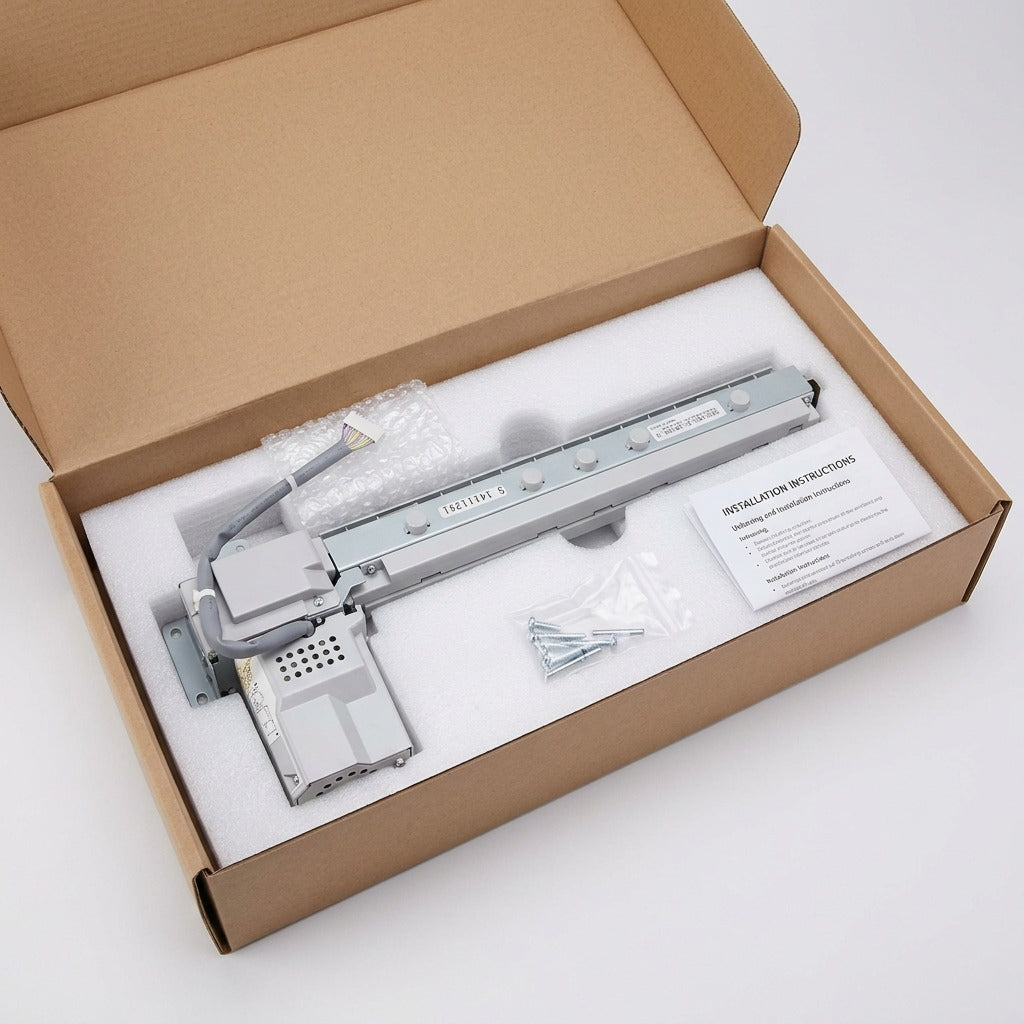 A realistic unboxing photo shows the hole punch kit protected by foam cushioning within a shipping box.