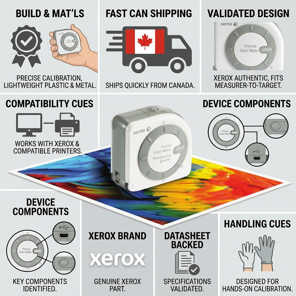 Trust and authority visual matrix with Xerox Color MGMS system and Canadian shipping information.