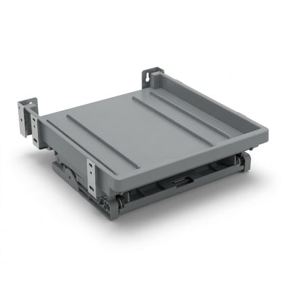 Hero shot of the Xerox Offsetting Catch Tray, a gray multi-level paper tray mechanism.