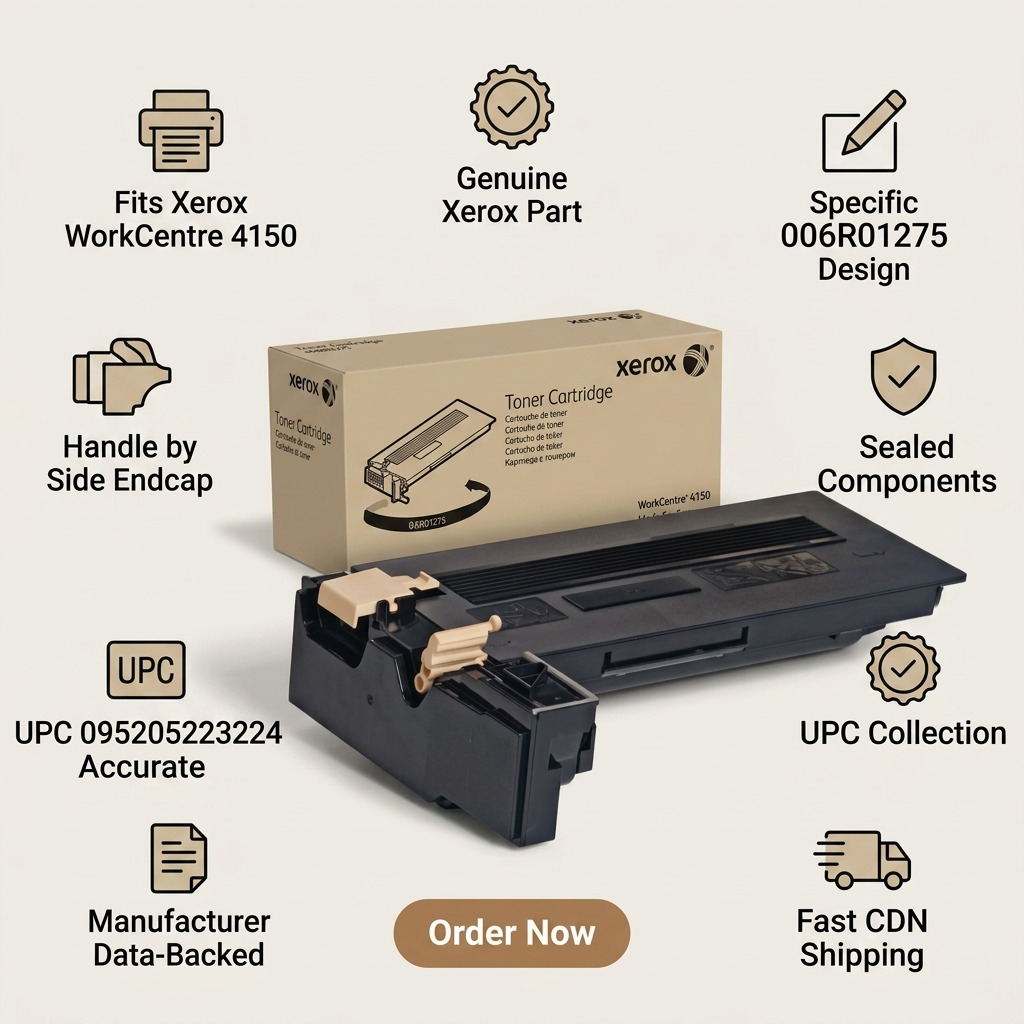 Product assurance infographic for Xerox 006R01275, highlighting genuine part, fast Canadian shipping, and printer compatibility.