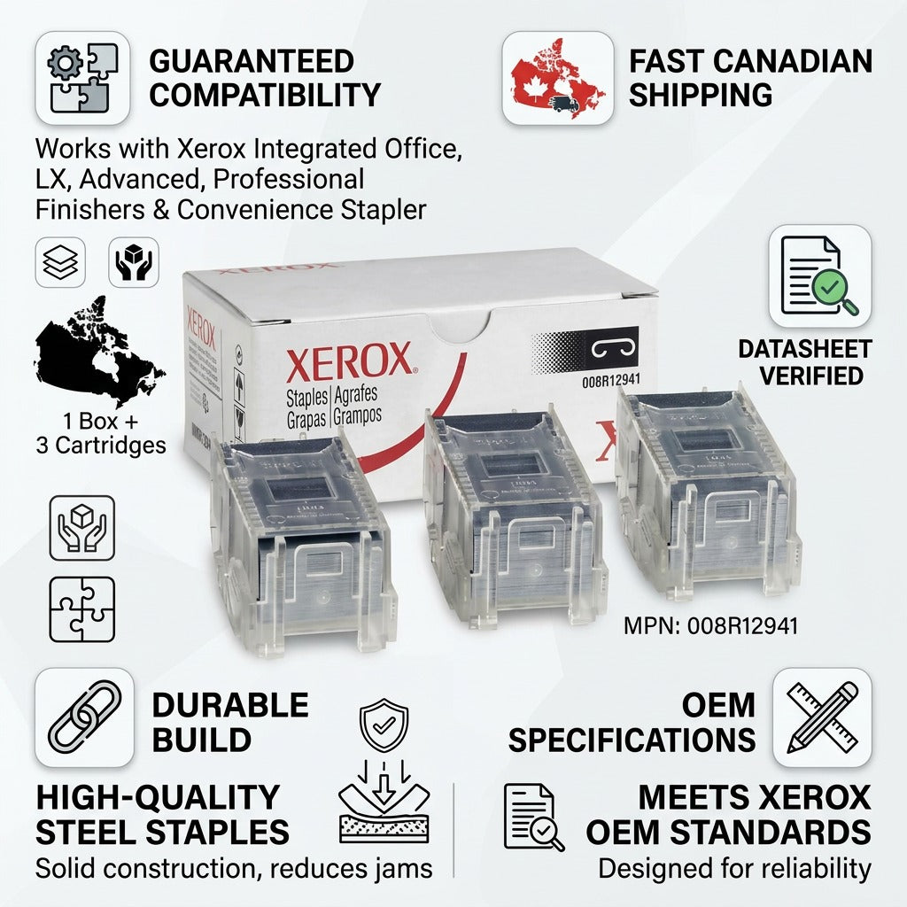 Trust infographic for Xerox 008R12941, featuring product features and Canadian shipping symbols.