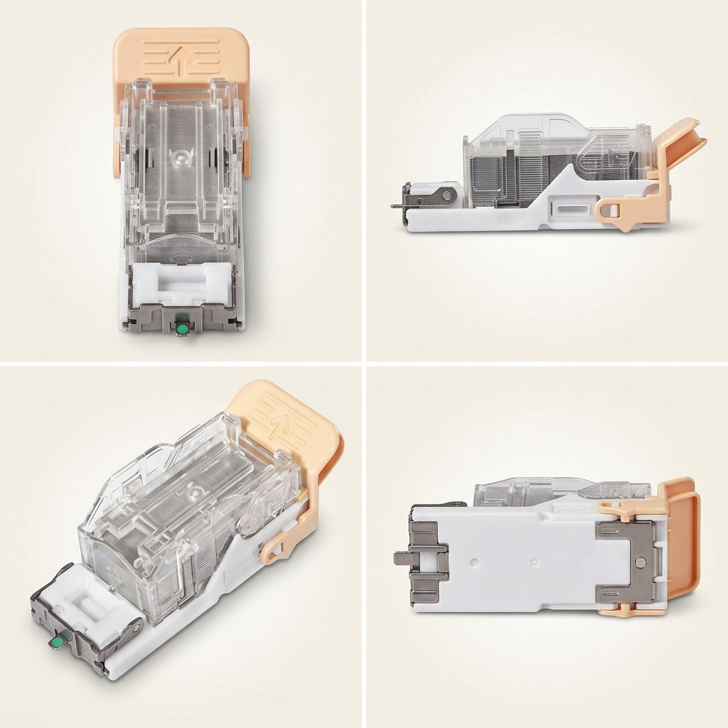 Four-way matrix showing Xerox 008R12964 staple cartridge from multiple distinct angles on a clean background.