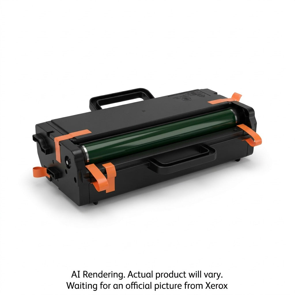 A high-resolution ecommerce hero shot of the Xerox 013R00691 genuine imaging unit with orange protective tapes, isolated on a pure white background.