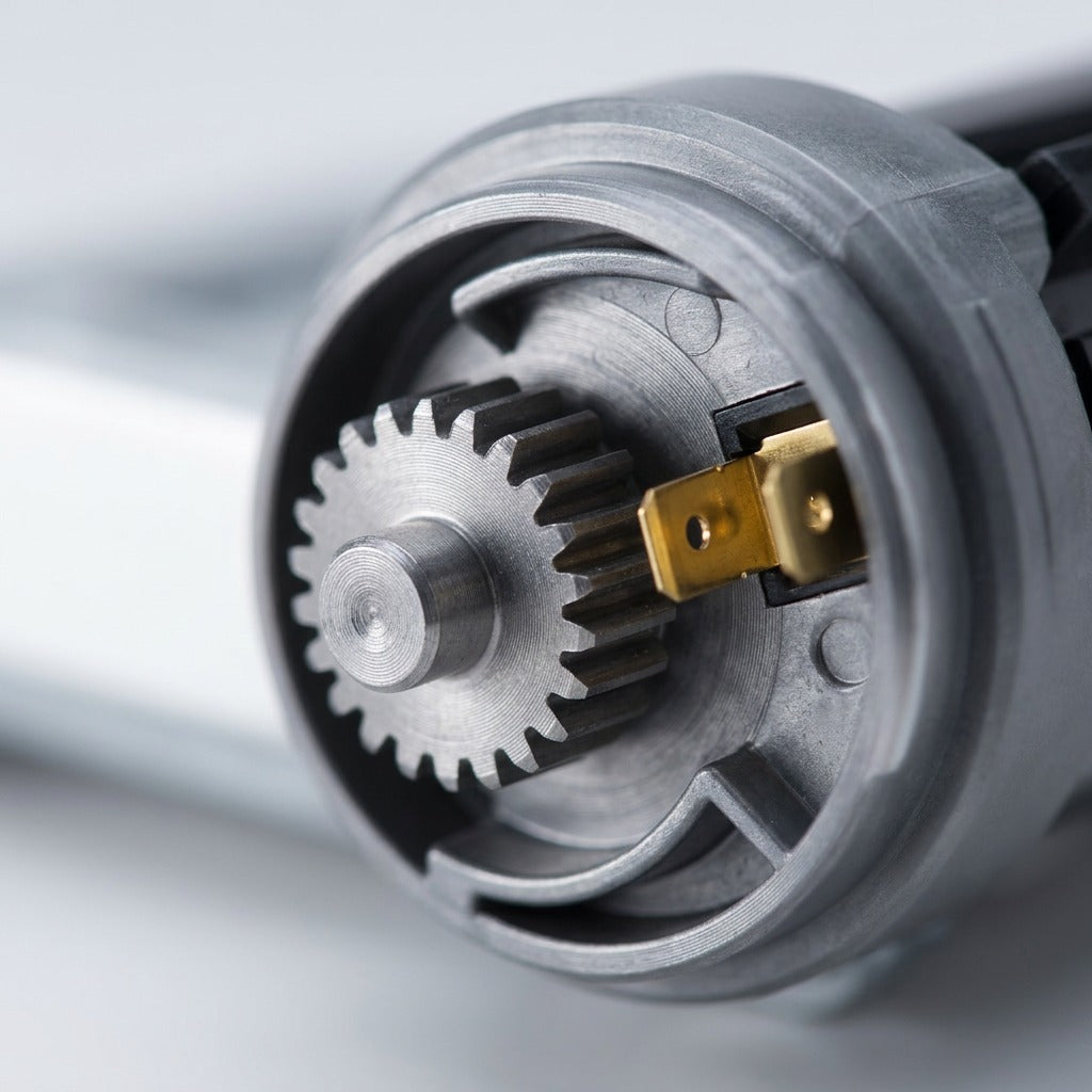 Macro extreme close-up of a critical internal gear and contact point, highlighting the intricate engineering and quality materials of a laser printer component part, indicating high precision and reliability.