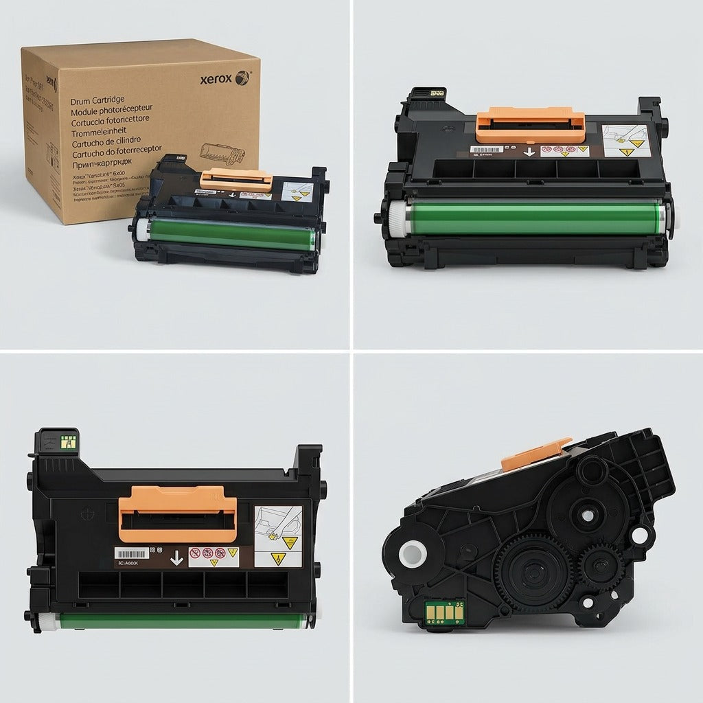 Multi-angle product matrix of the Xerox 101R00554 Drum Cartridge in four panels.