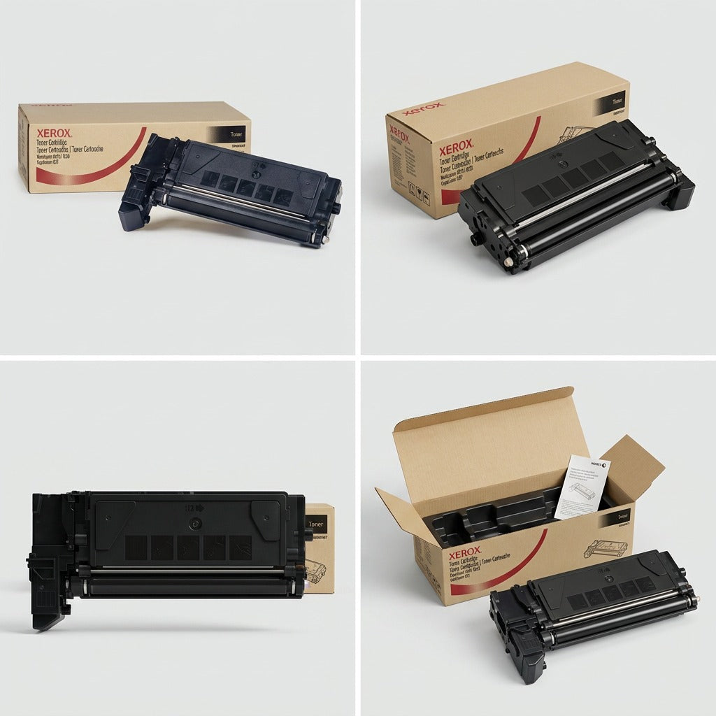 A clean ecommerce grid showing four views of the Xerox 106R01047 toner cartridge from multiple angles.