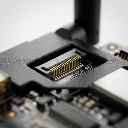 A detailed macro close-up photograph of the internal gold-plated connector pins of the Xerox 097N02156 Wireless Kit.