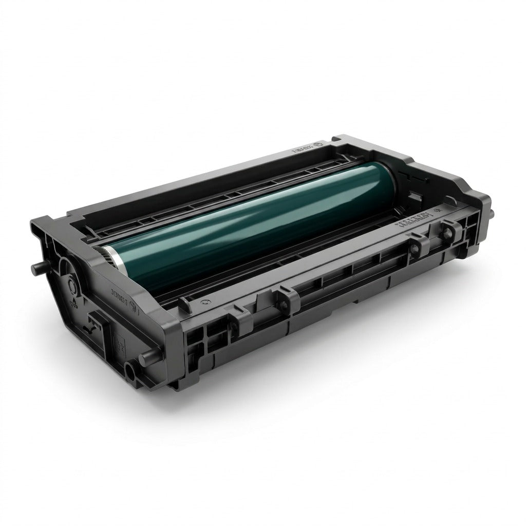 Premium high-resolution hero shot of Xerox 013R00689 imaging unit, dark green drum, centered.