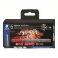 Pigment Brush Pen Reds&Browns 6Pcs