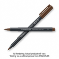 STAEDTLER Pigment Arts Brush Pen, Brown, single pen with cap, hero shot on white background.