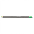 Hero shot of a single green STAEDTLER Lumocolor permanent glasochrom waterproof dry marker, viewed horizontally on a white background.