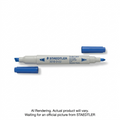 A high-resolution, pure white background hero shot of the Staedtler double-ended blue dry erase marker.