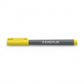 STAEDTLER Pigment Brush Pen, Bright Yellow with a dark grey barrel, lying flat on a pure white background.