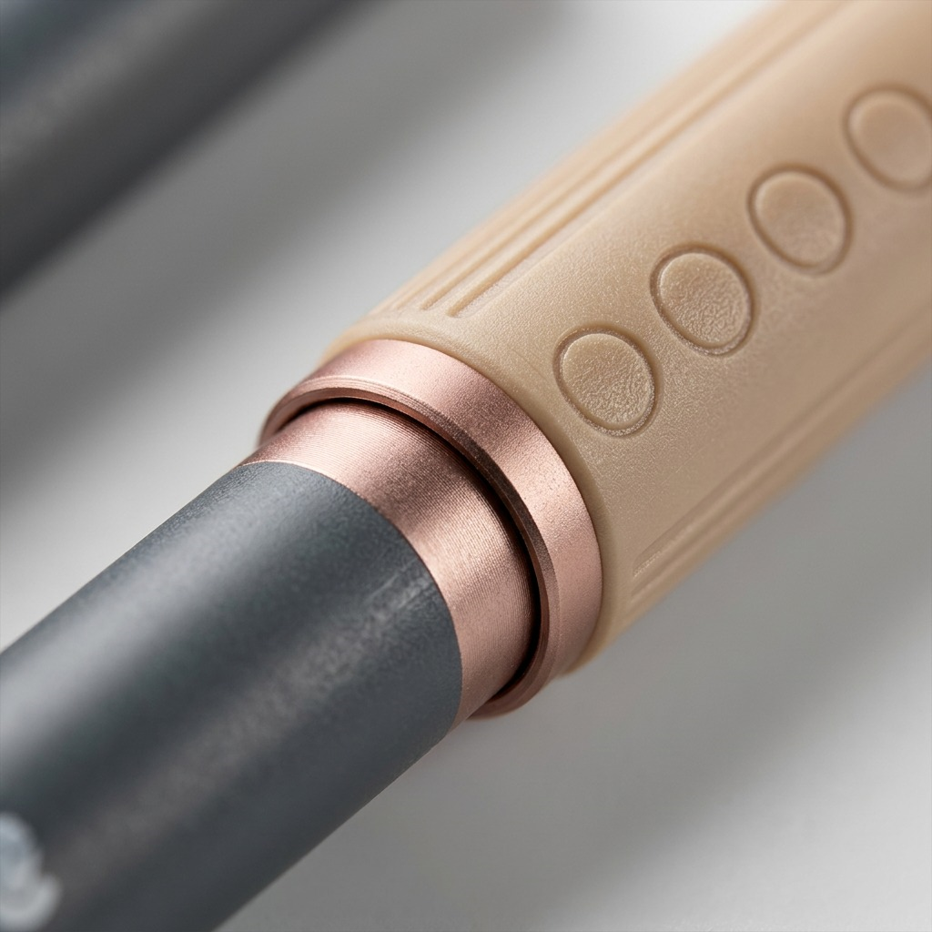 Extreme macro detail of the STAEDTLER pigmented brush pen, highlighting textures, materials, and finial circles.