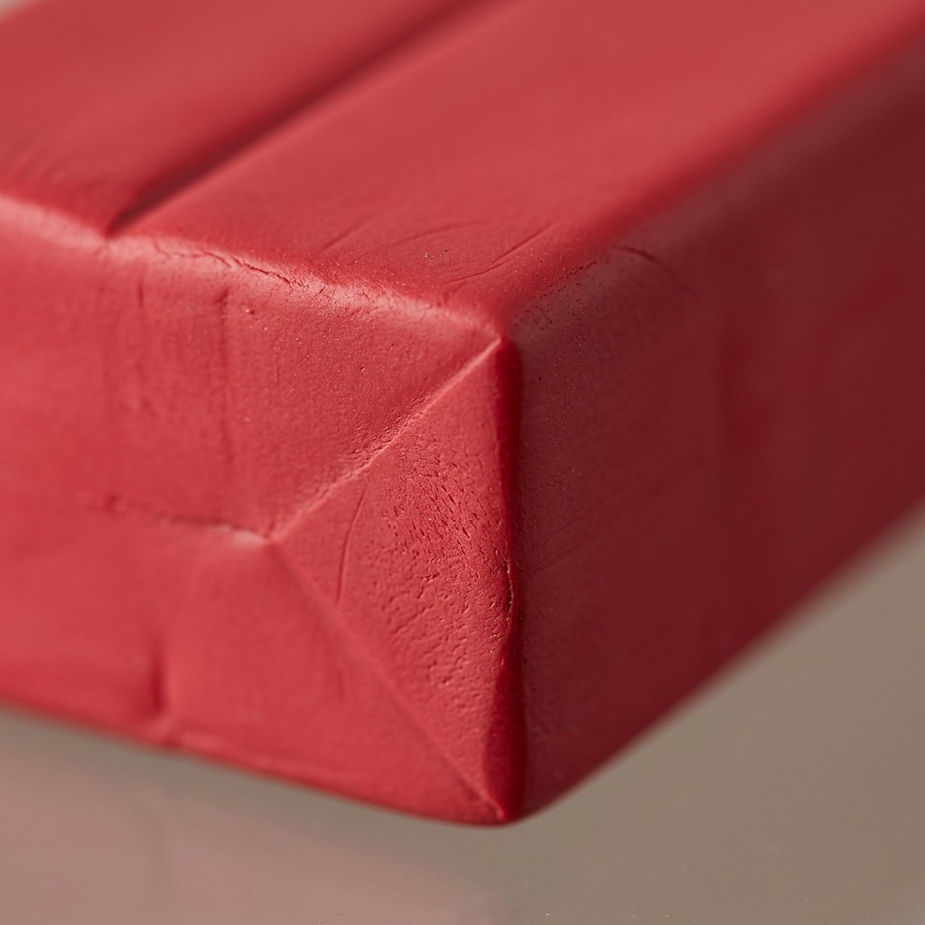 An extreme close-up of the smooth, clay texture of STAEDTLER Fimo Soft 454g (1Lb) Indian Red.