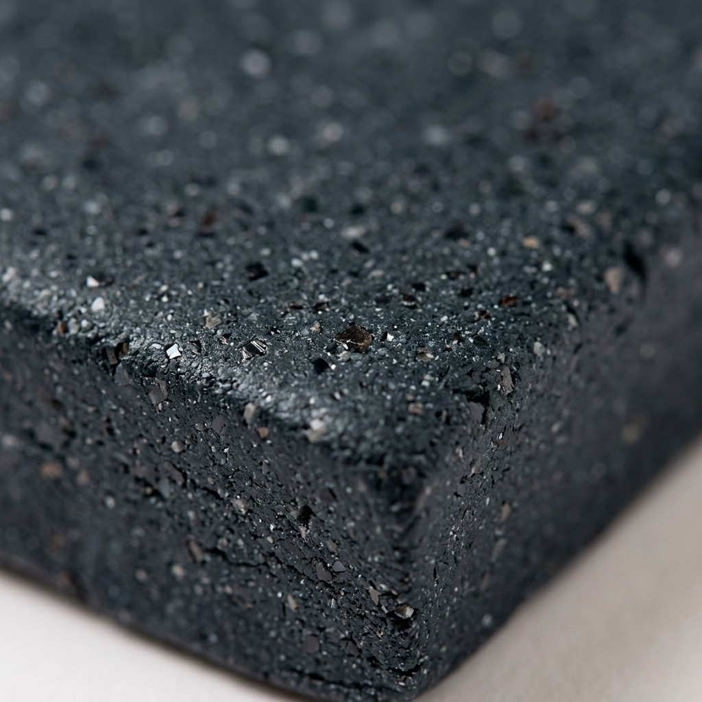 An extreme macro photograph of the STAEDTLER Fimo Effect Black Granite modelling clay, showing its speckled texture.