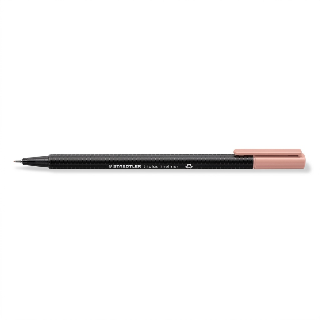 STAEDTLER Triplus Fineliner 0.3mm in Antique Pink against a pure white background. Pure high-resolution hero shot.