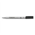 A high-resolution, pure white background product image of a single STAEDTLER Lumocolor non-permanent chisel tip marker in black (312-9).