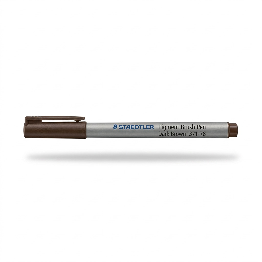 STAEDTLER (MPN: 371-78) Dark Brown Pigment Brush Pen, high-res hero shot on white background.