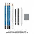 A professional, high-resolution product shot of the STAEDTLER Mars Lumograph Charcoal 7-piece set on a white background.