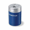 High-resolution hero shot of blue STAEDTLER tub sharpener on white background.