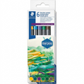 A high-resolution, centered view of the STAEDTLER Double-ended Watercolour Brush Pens 6ct set, Asia edition.