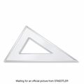 A centered, high-resolution product photograph of the clear 12-inch Staedtler 30/60 degree set square on a pure white background.