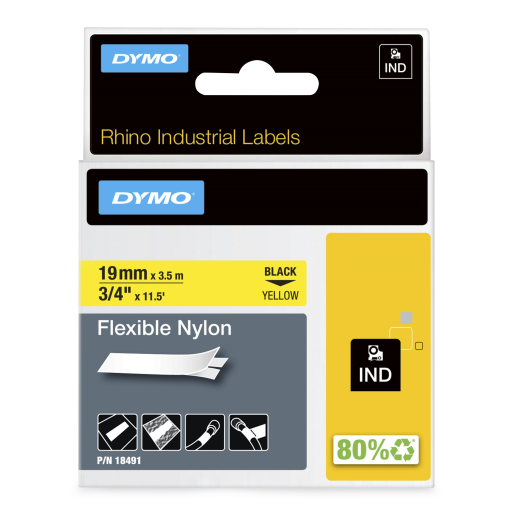 Rhino 3/4" Yellow Flex Nylon Label- 19Mm