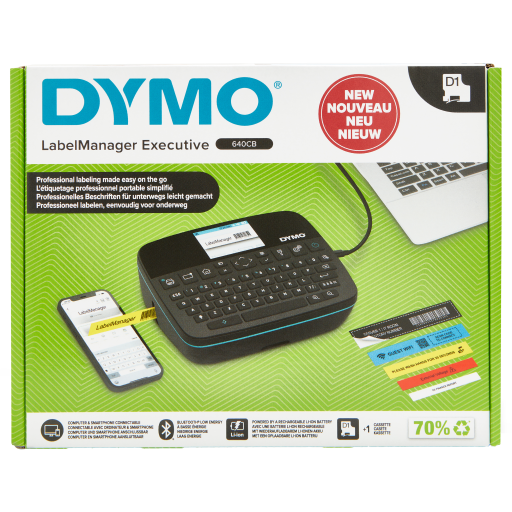 DYMO LabelManager Executive 640 CB Portable Label Printer, Compact Label Maker Machine with QWERTY Keyboard, Bluetooth & USB Connectivity, Compatible with DYMO D1 Standard & Durable Labels