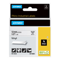 DYMO Rhino Industrial Vinyl Labels, 1/2", Black Print on White Tape