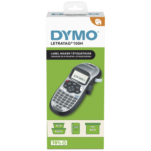 DYMO Label Maker LetraTag 100H Handheld Label Maker, Easy-to-Use, 13 Character LCD Screen, Great for Home & Office Organization, Grey