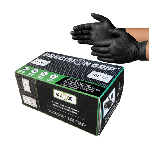 Precision Grip? 8mil Nitrile Powder Free Gloves - Large / Black, box of 100