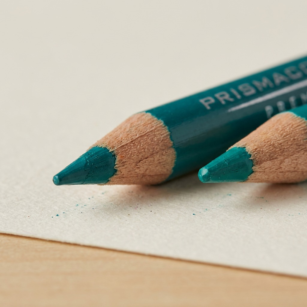 Extreme macro photo showing the rich pigments and soft core texture of the 24 Prismacolor Premier pencils.