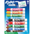 EXPO Dry Erase Markers, Low Odour Ink, Assorted Colours, Chisel Tip, 12 Count