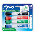 EXPO Magnetic Dry Erase Markers with Eraser, Assorted Colours, Chisel Tip, 4 Count