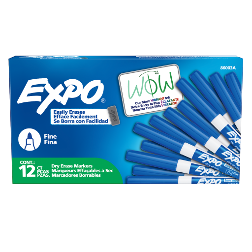 EXPO Dry Erase Marker, Low Odour Ink, Blue, Fine Tip, 1 Unit