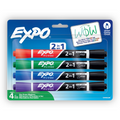 EXPO 2-in-1 Dry Erase Markers, Dual-Ended Markers, Assorted Colours, Chisel Tip, 4 Count