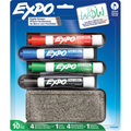 EXPO Dry Erase Markers Kit, Chisel Tip, Assorted Colours, Eraser, Mountable Organizer with Mounting Strips, 10 Count