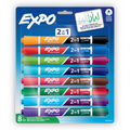 EXPO 2-in-1 Dry Erase Markers, Dual-Ended Markers, 16 Assorted Colours, Chisel Tip, 8 Count