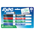 EXPO Dry Erase Markers, Low Odour Ink, Assorted Colours, Fine Tip, 4 Count