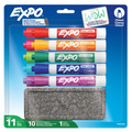 EXPO Dry Erase Markers Kit, Chisel Tip, Assorted Colours, Eraser, 11 Count