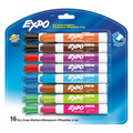 EXPO Dry Erase Markers, Low Odour Ink, Assorted Colours, Chisel Tip, 16 Count