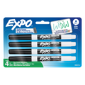 EXPO Dry Erase Markers, Low Odour Ink, Black, Fine Tip, 4 Count