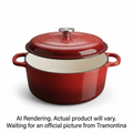 Tramontina Bestow 5.5 Quart Enameled Cast Iron Covered Round Dutch, Majolica Red