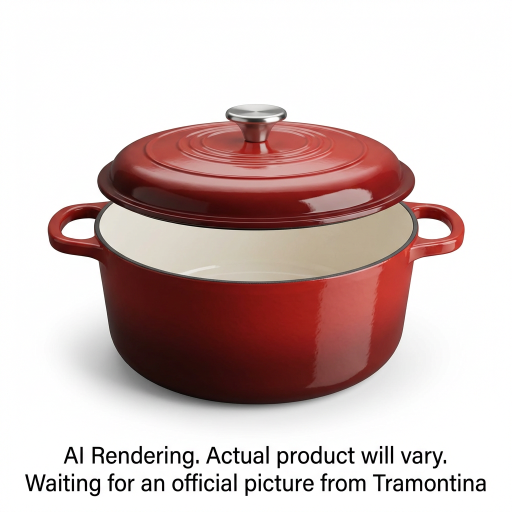 Tramontina Bestow 5.5 Quart Enameled Cast Iron Covered Round Dutch, Majolica Red