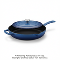 Tramontina Bestow 12 Inch Enameled Cast-Iron Covered Skillet, Gradated Cobalt