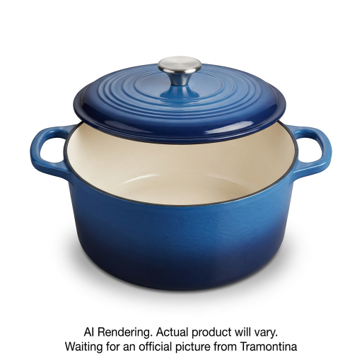 Tramontina 6.5 Qt Covered Round Dutch Oven - Cast Iron - S1000 - Pe - Blue - Ss Knob - Gourmet