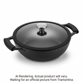Tramontina Utsava Pre-Seasoned Cast Iron Kadai with Lid, 3.9 qt.